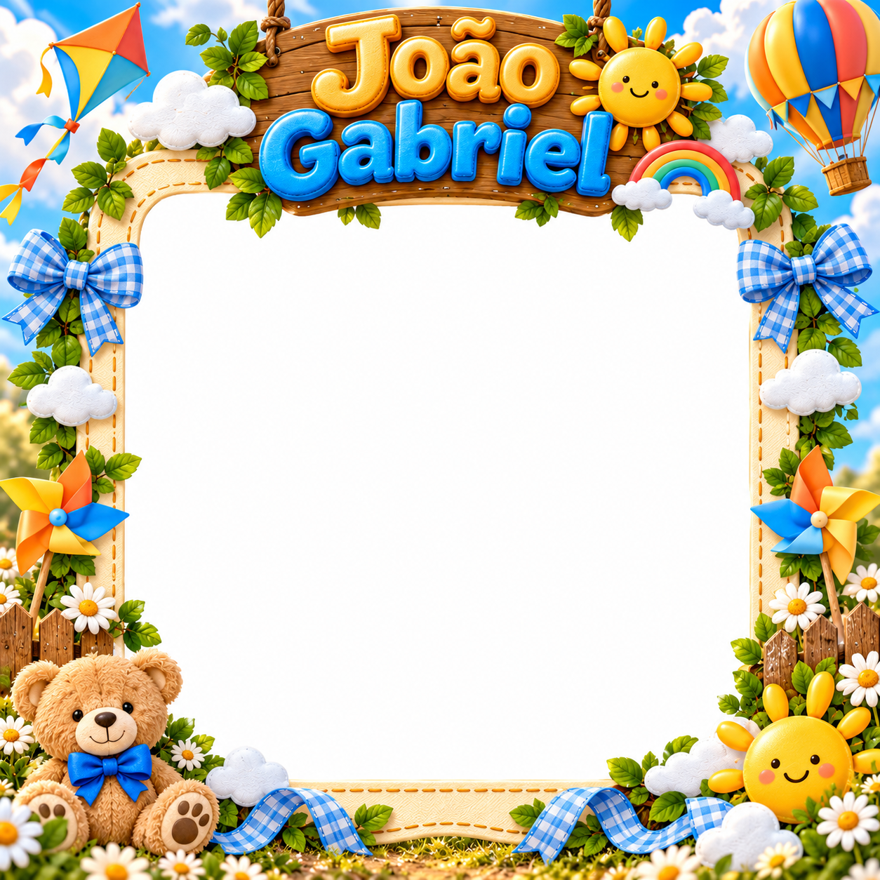 Moldura personalizada em formato feed, quadrada, do João Gabriel